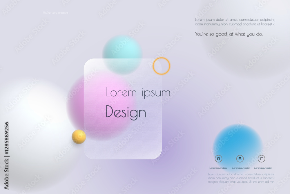 Aufkleber abstract transparent glass. element with blur geometric, circle shape, gradient color background. mo