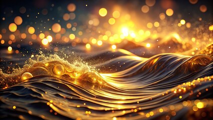Nocturnal AI art, golden light, flowing waves.