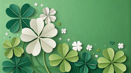 Elegant St. Patrick&rsquo;s Day Background with Paper Cut Shamrocks