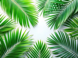 Tropical tilt-shift mockup with palm leaves.