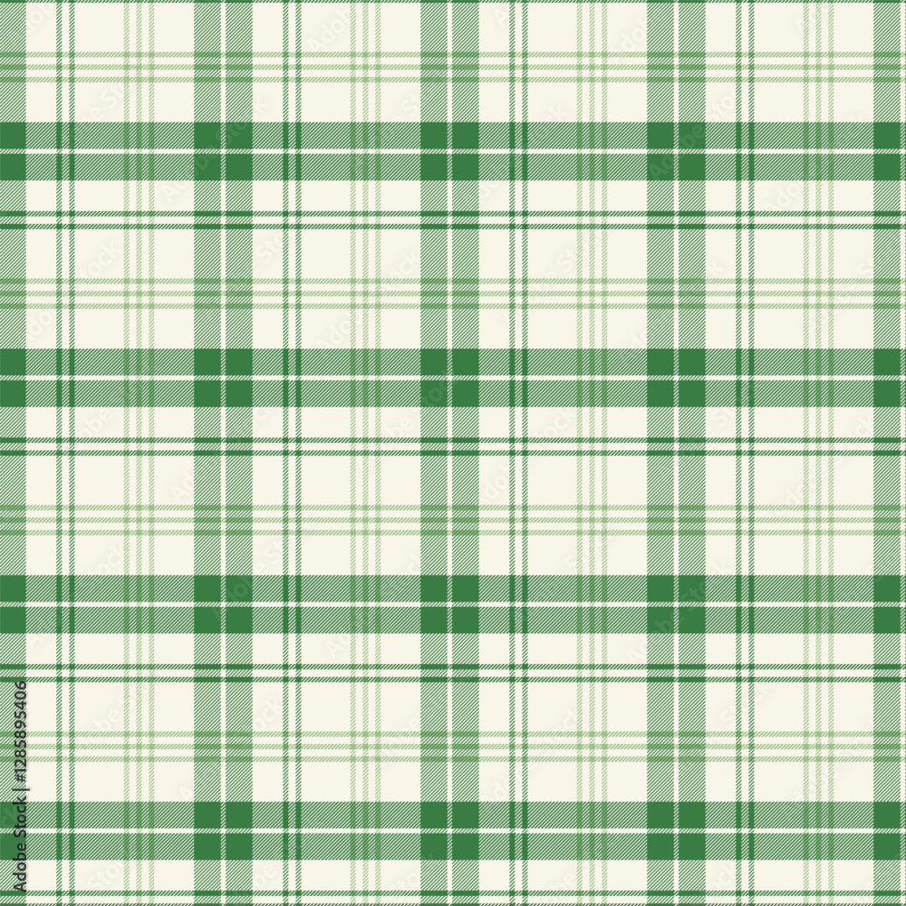 Wall mural plaid with twill weave repeat pattern.gingham seamless pattern in green and beige.checkered tartan g
