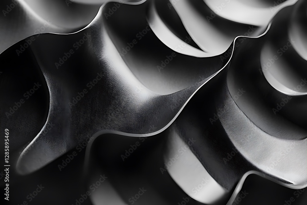 Poster Abstract grayscale undulating metallic texture.