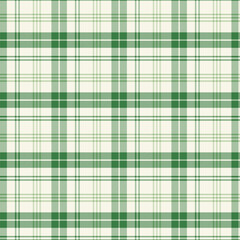 Plaid with twill weave repeat pattern.Gingham seamless pattern in green and beige.Checkered tartan Geometric graphic vector illustration background design for fabric and prints.