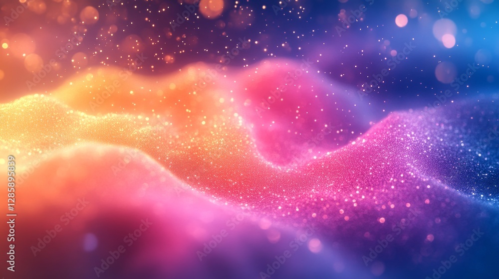 Poster colorful abstract representation of shimmering lights and particle forms