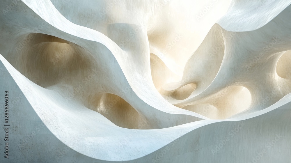 Poster abstract curved forms with subtle light and shadows create depth