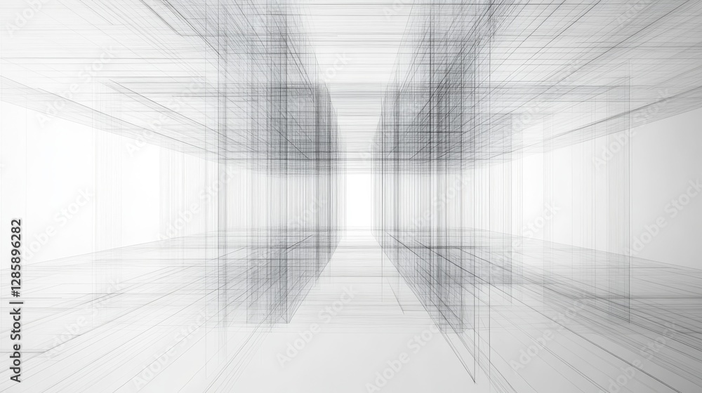 Poster architectural structure depicting linear lines and geometric perspective