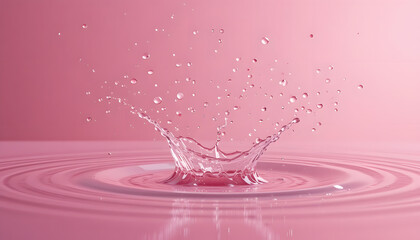 Pink Water Splash Crown, Droplets Background - Pastel Colors