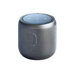 A Stylish Compact Smart Speaker with Google Assistant Isolated on Transparent Background