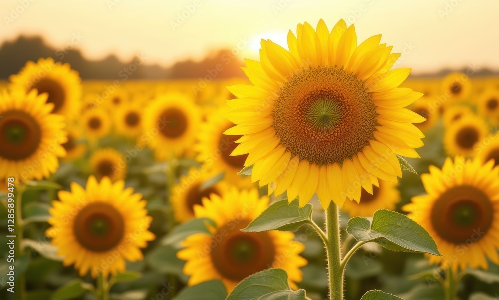 Canvas Prints Vibrant sunflower in golden light