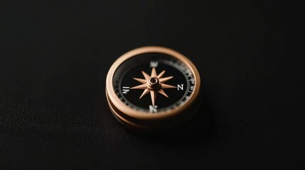 Gold compass on black background, navigation and direction concept © Outkast