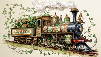 Romantic Floral Steam Train