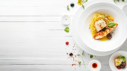 Gourmet Pan-Seared Fish with Lemon Pasta Delight