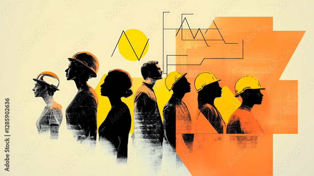 Poster labor day : innovative teamwork in construction: engineers and architects collaborate on projects, e