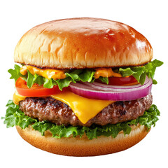 Deliciously Cheeseburger on transparent background 