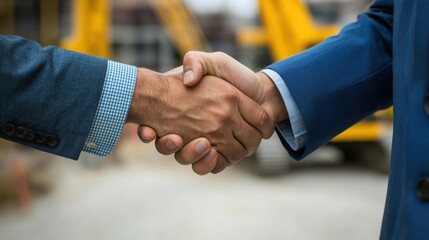 Engineering silhouette of industrial cranes concept. Silhouetted Business Professionals Shaking Hands in Corporate Setting