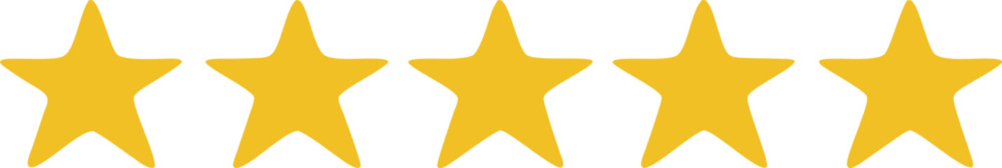 Five stars customer product rating review flat icon for apps and websites.
