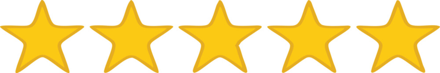 Five stars customer product rating review flat icon for apps and websites.