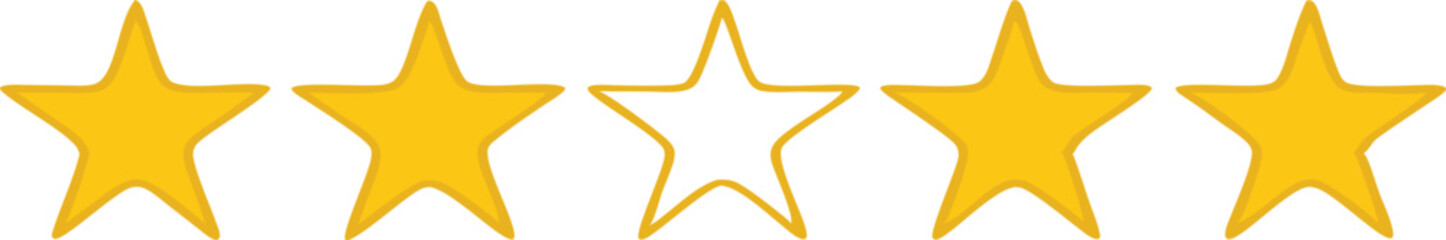 Five stars customer product rating review flat icon for apps and websites.