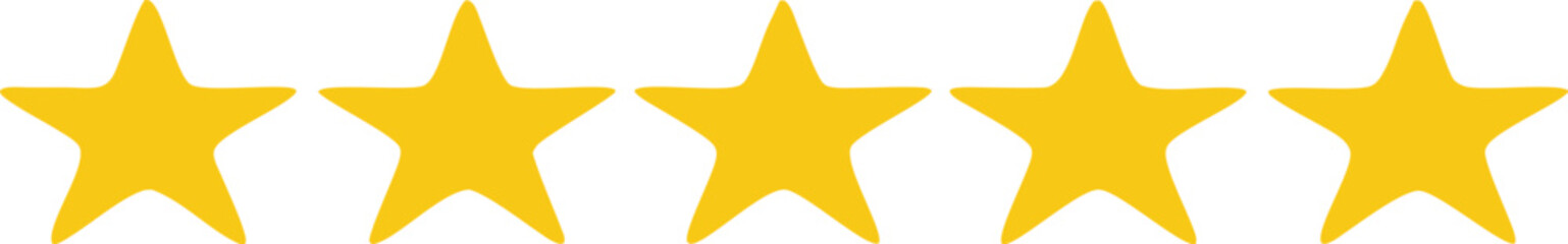 Five stars customer product rating review flat icon for apps and websites.