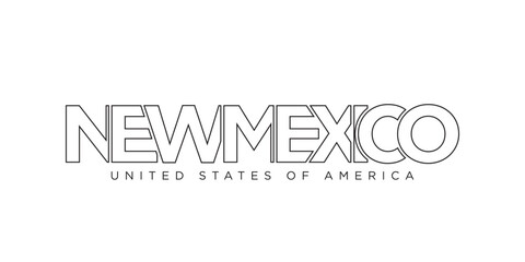 New Mexico, USA typography slogan design. America logo with graphic city lettering for print and web.