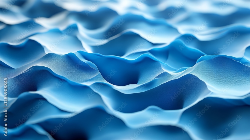 Poster abstract image showcasing rippling blue wave like textures and patterns