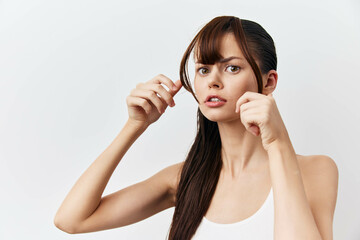 Fototapeta premium hairstyle, hair care, beauty, hairstyle tips, woman with long hair, hair styling, hair texture, hair maintenance, fashion portrait, grooming