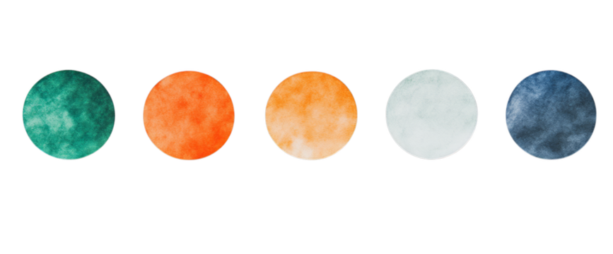 Vibrant abstract circle pattern in green, red, orange, white, and blue