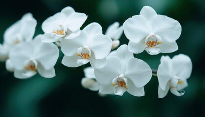 White orchids blooming in a serene garden setting