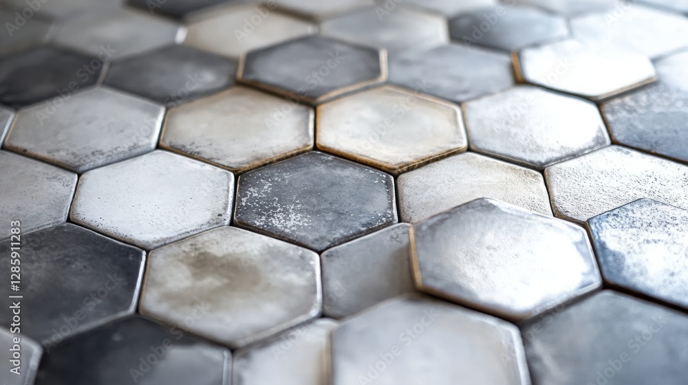Poster the closeup view shows several hexagonal tiles in different hues