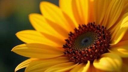 A vibrant close-up showcasing the intricate details of a sunny yellow flower's petals and central disc