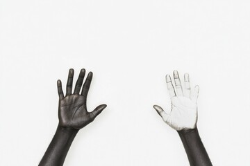 Obraz premium Black white hands on clean white background