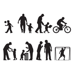 Heartwarming Vector Illustration of Parent-Child Activities: Playing, Learning, and Bonding Moments