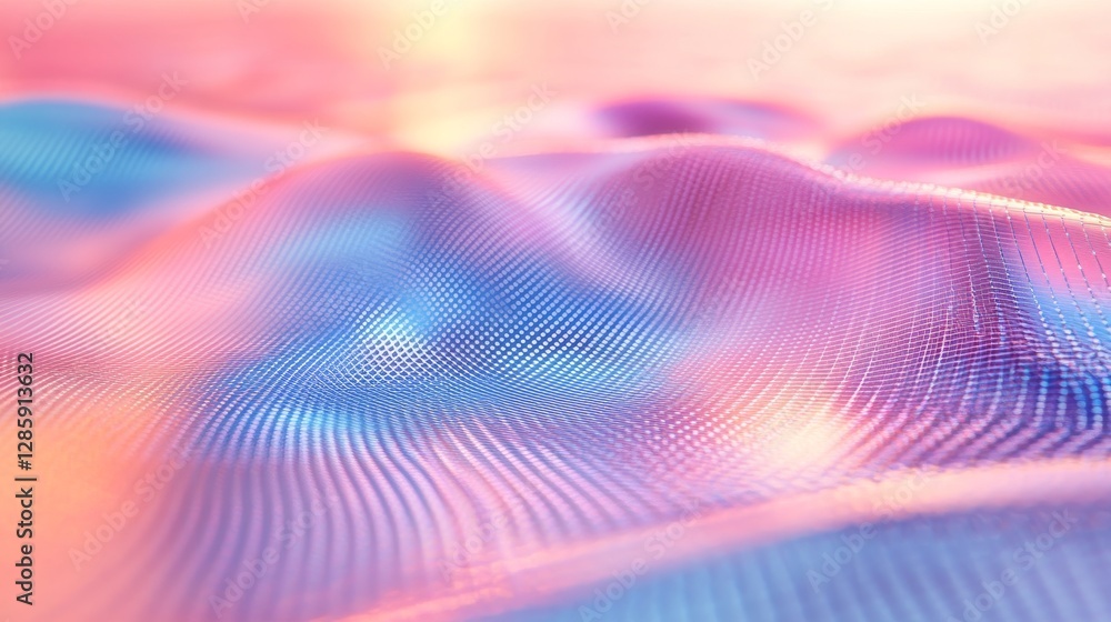 Poster vibrant abstract wave patterns with soft colors and mesh texture