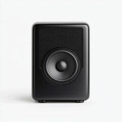 Fototapeta premium Modern black audio speaker with a sleek design and powerful bass for home entertainment and studio use