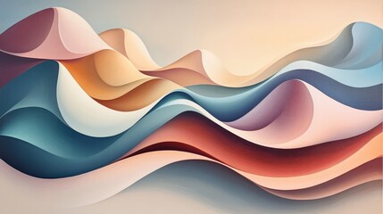 Pastel Colored Curved Abstract Shapes Over a Gradient Background
