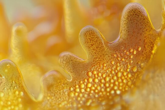 microscopic trichomes on cannabis flower captured in extreme detail glistening with amber resin under macro photography lighting