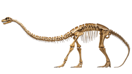 Large dinosaur skeleton displays detailed structure and unique features in a museum setting