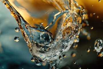 A close-up image of a water splash on a bright yellow background, suitable for use in designs related to water, beauty, or simplicity