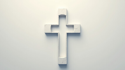 Obraz premium A simplistic yet elegant representation of a cross made from white blocks, symbolizing faith and spirituality within Christianity.