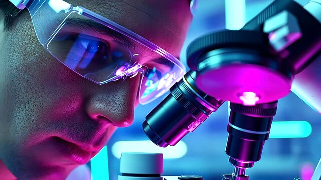 Cutting-edge laboratory scene featuring a microbiologist at work.