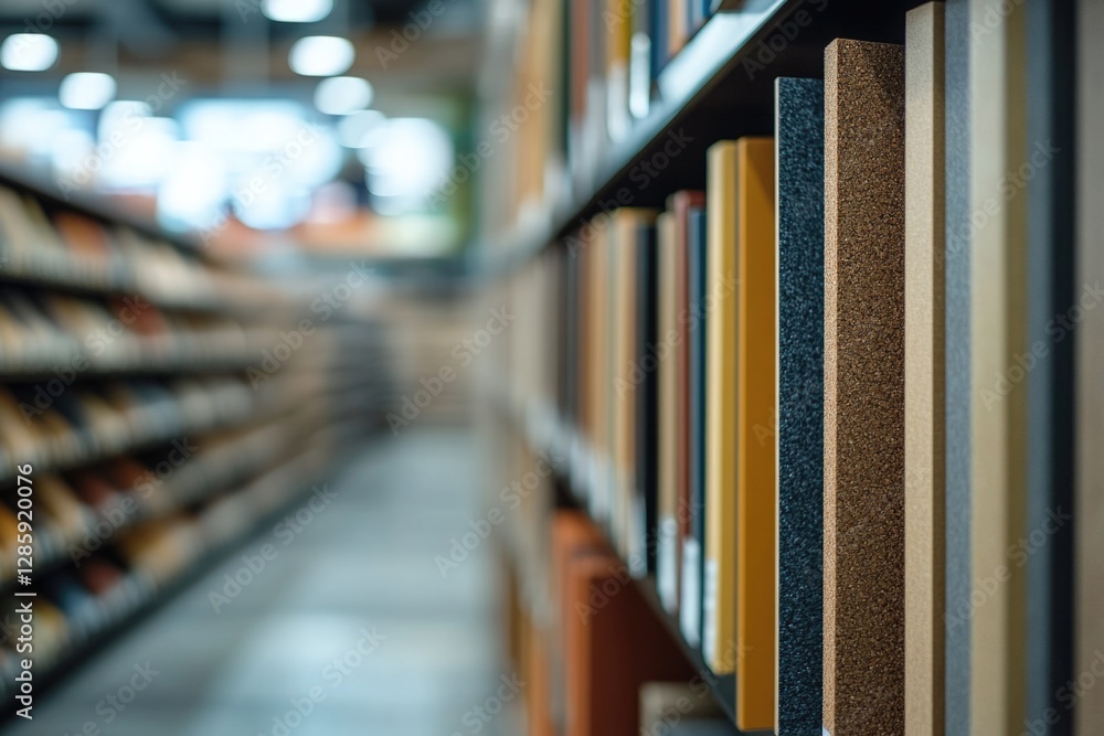 Poster A row of books on a shelf in a library setting