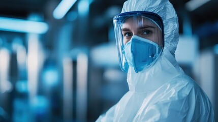 A worker in protective gear monitoring the carbon capture system at a blue hydrogen plant