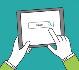 Browser on the tablet screen. A tablet in the