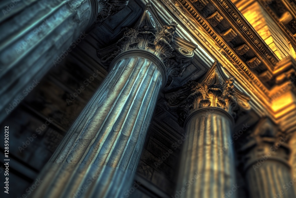 Poster close-up shot of a building's facade with ornate columns