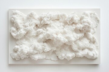 minimalist cloudscape study featuring layered cumulus formations in various shades of white against pure white background emphasizing form and texture