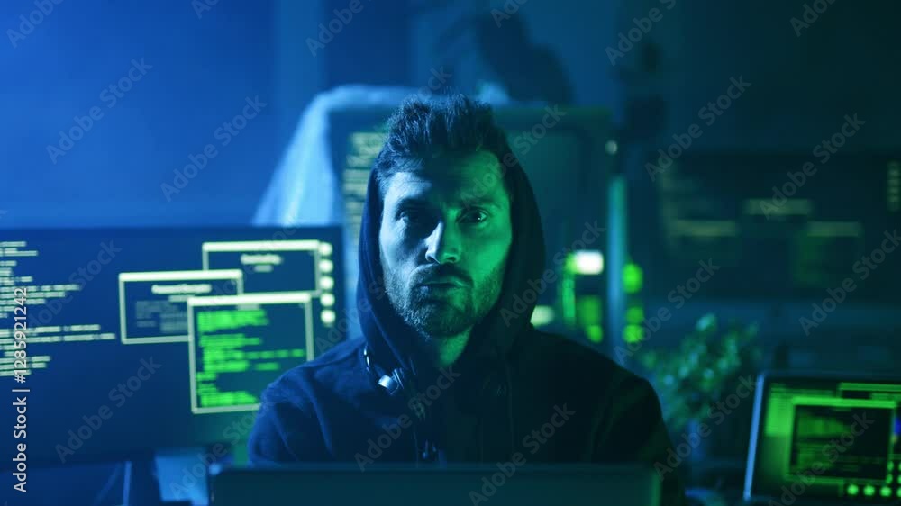 Poster expertise in cybersecurity within a dimly lit technology environment for maximum protection