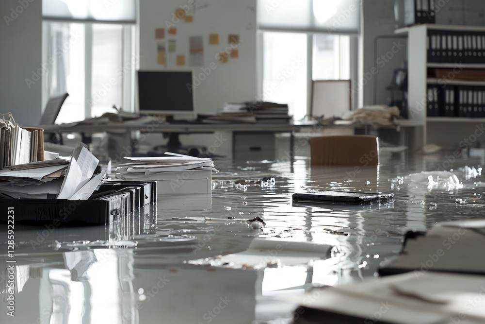 Aufkleber a messy office with clutter on the floor