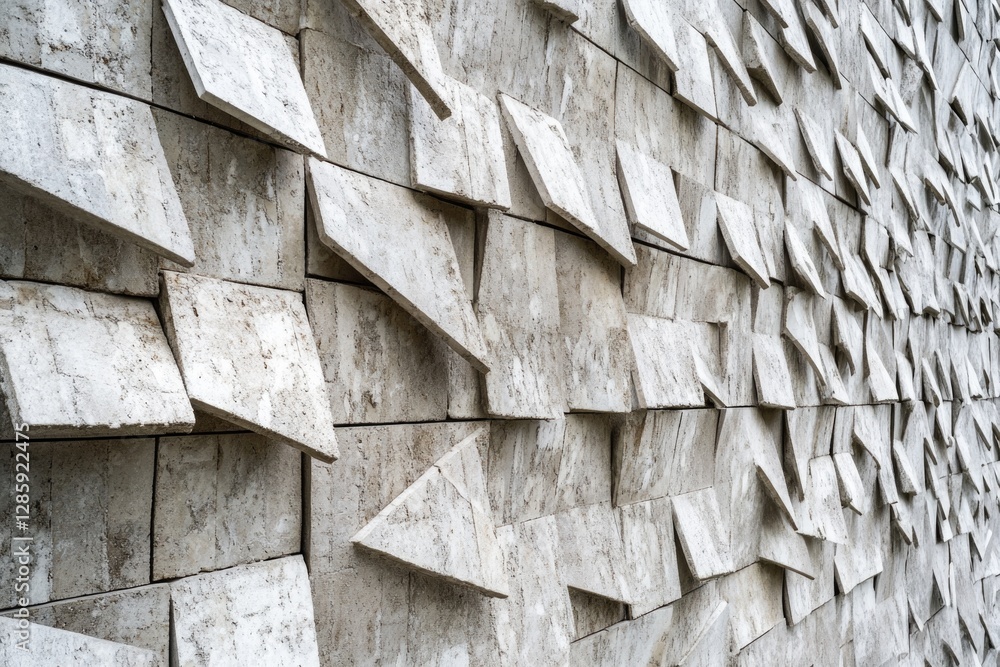 Poster A close-up view of a textured concrete block wall with individual blocks visible