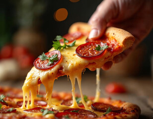hand with pizza