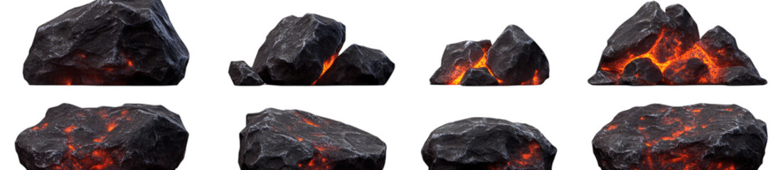 Glowing lava rocks with fiery cracks displaying intense heat and volcanic energy